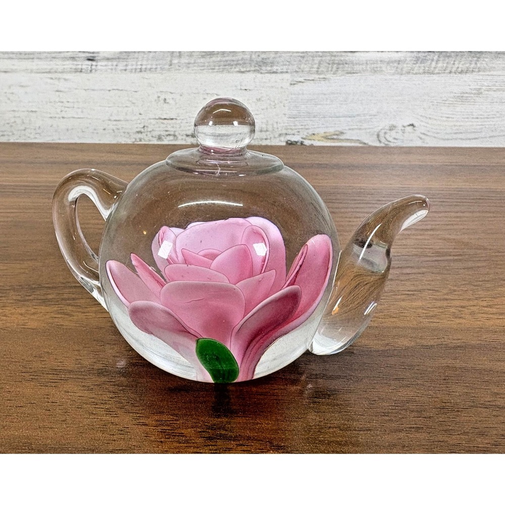 Dynasty Gallery Blown Molten Glass Teapot Paperweight Heirloom Collection